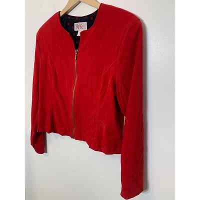 EUC Vintage R&K Originals Zip Front Super Soft Suede Feel Bright Red Jacket