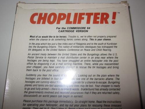 CHOPLIFTER! (BRODERBUND 1982) COMMODORE 64 MODUL CARTRIDGE - KOMPLETT - CELLOPHAN - Bild 7 von 11