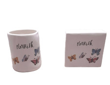 Rae Dunn New Flourish with Butterflies Paper Weight and Pencil Pen Holder