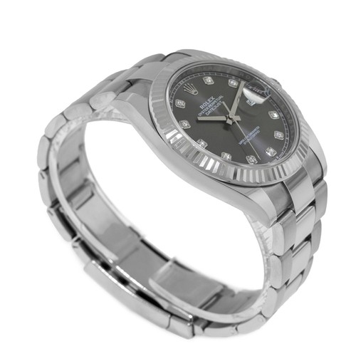 Rolex Datejust II 41mm Steel Dark Rhodium Diamond Dial 18K White Gold NEW - 第 5/9 張圖片