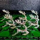  Set of 6 Metal Silver Tone Reindeer  Napkin Rings Christmas Holiday EUC