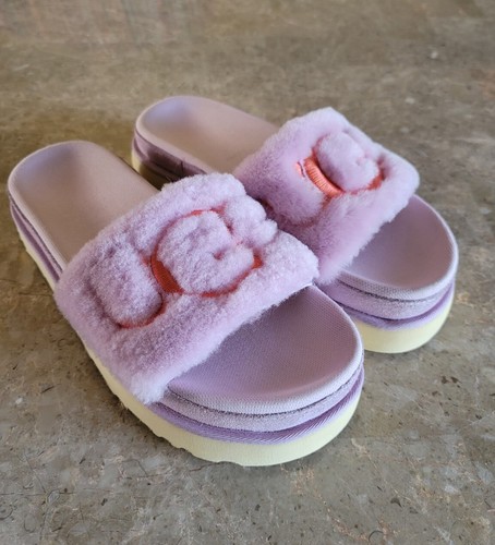 UGG LATON FUR SLIDE CALIFORNIA ASTER UGG EMBROIDERY SANDAL Women's Size 9 - Picture 7 of 12