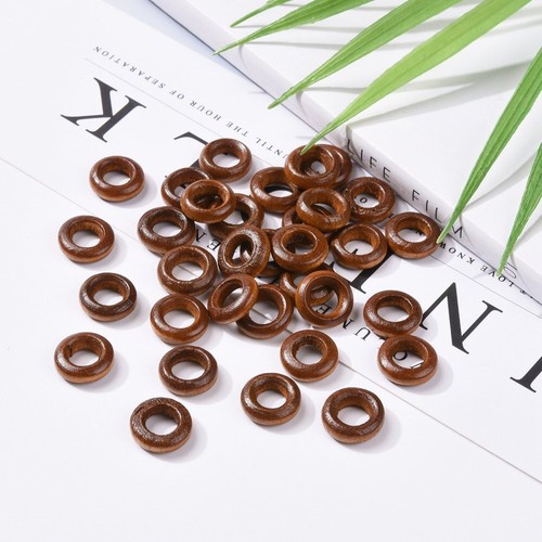 Wooden Rings Macrame Linking Beads Hoops Dyed Brown SMALL 12mm Diameter 50pcs - Picture 8 of 10