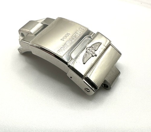 Nuovo Originale Breitling 16mm Acciaio Inox Chiusura Pieghevole per Bracciale Cinturino - Foto 3 di 7