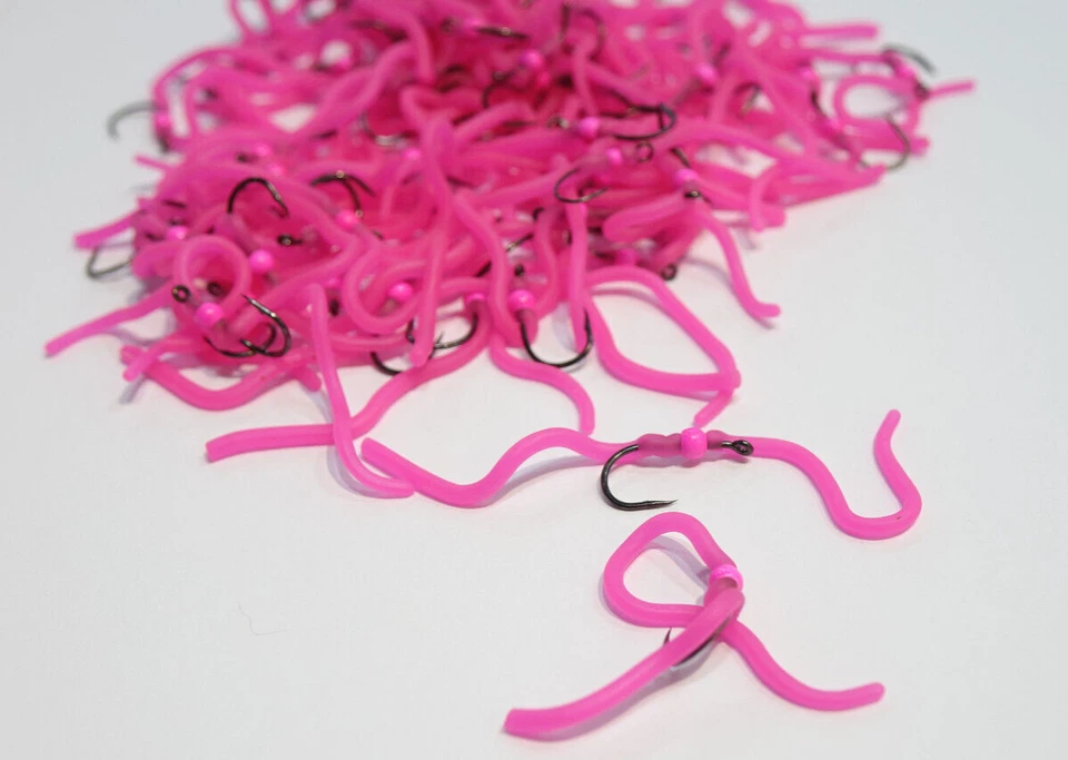 Squirmy Wormy Fliege Gr. #10  widerhakenlos PINK - Tungstenperle HOT PINK - Bild 1 von 3