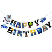 Happy Birthday Girlande Weltraum Space Banner FüR Kinder Geburtstag Deko Jungs