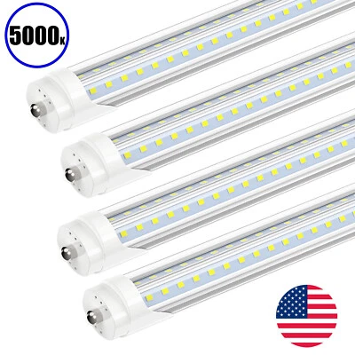 CNSUNWAY 8FT LED Shop Light Bulbs 72W FA8 Single Pin T8 5000K Daylight F96T12 T10 Lamps