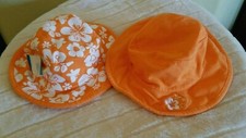 NEW Children Place Girls Reversible Orange/Floral Summer Hat Size 6-12mo