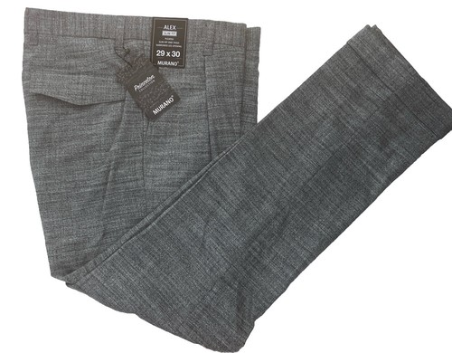 Murano Alex Slim Fit Pleated Front Tweed Slacks Pants, Heather Grey, Sz 29x30