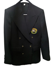 New Burberry Runway Black Double Breasted Blazer Embroidered Crest Logo Women
