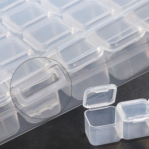 Jewelry Box Storage Container with 28 Grids Clear Plastic Compartment - Picture 4 of 9