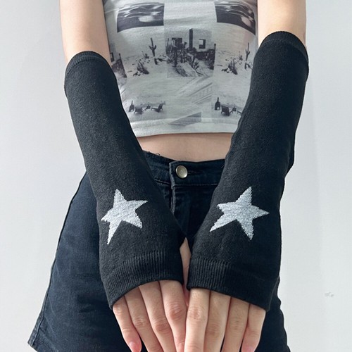 Women Star Love Heart Pattern Gloves Y2K Girl Arm Sleeves Anime Costume Mittens - Picture 8 of 16