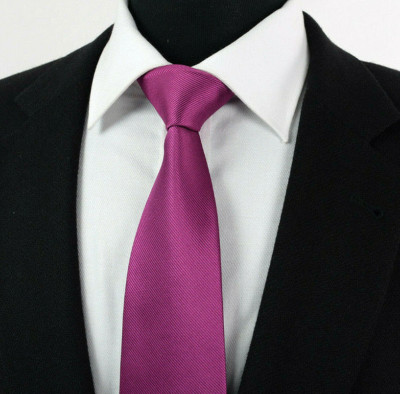  Premium Herren Magenta rosa Köper essentiell einfache Fuschia Krawatte Hochzeit Seide 742 UK