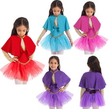 Girls Kids Circus Ringmaster Show Costume Halloween Fancy Dress Up Sequins Cloak