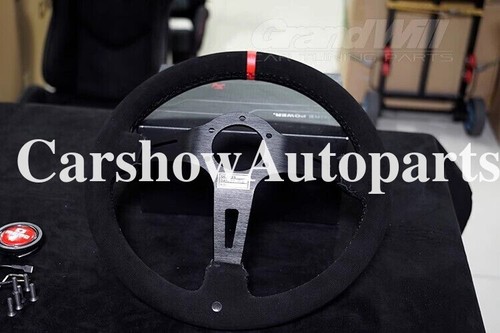 MOMO fullspeed 350mm 14' Suede Leather Deep Cone 90mm RacingSport Steering Wheel - Picture 6 of 7