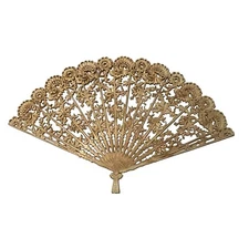 Burwood Ornate Fan LARGE GOLD/TAN 4402 Wall Decor Hollywood Regency MCM Vintage
