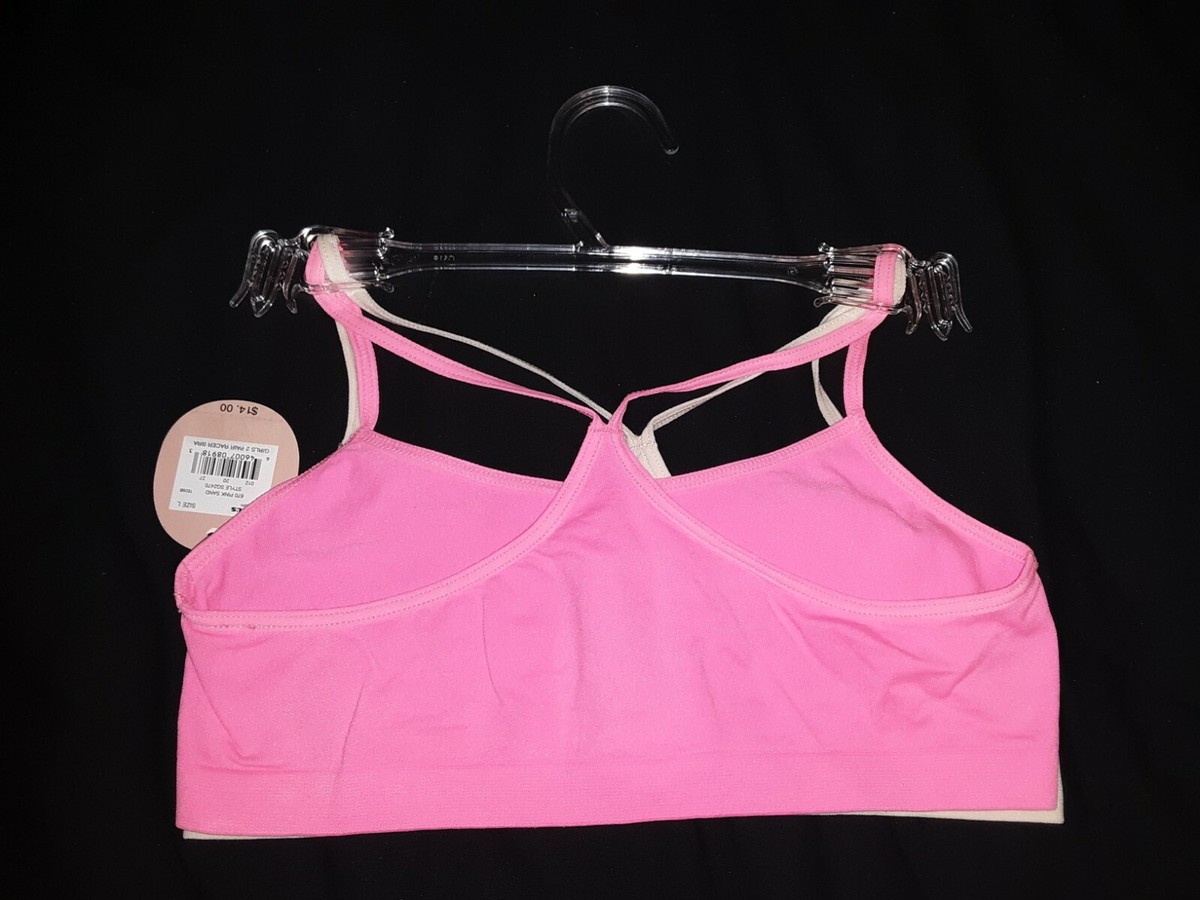 New Pair of So Brand Pullover Strech Racer Bras Without Hooks Size L.Pink Sand eBay