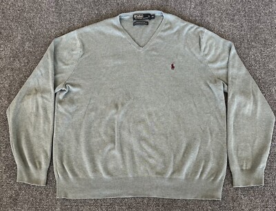 Polo Ralph Lauren Mens XL Sweater Mint Green V-Neck Pullover Pima Cotton Preppy