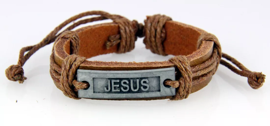 Leather cheap jesus bracelet