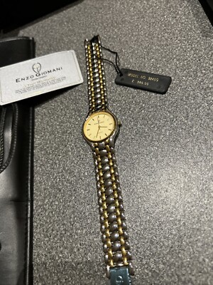 Enzo Giomani Swiss Made 18ct Gold Plated Mens Watch Brand New Boxed And Papers