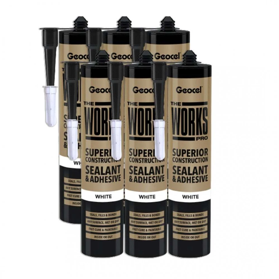 6 x Geocel The Works Pro Sealant MS Polymer Multi Purpose Adhesive Wet Dry CLEAR
