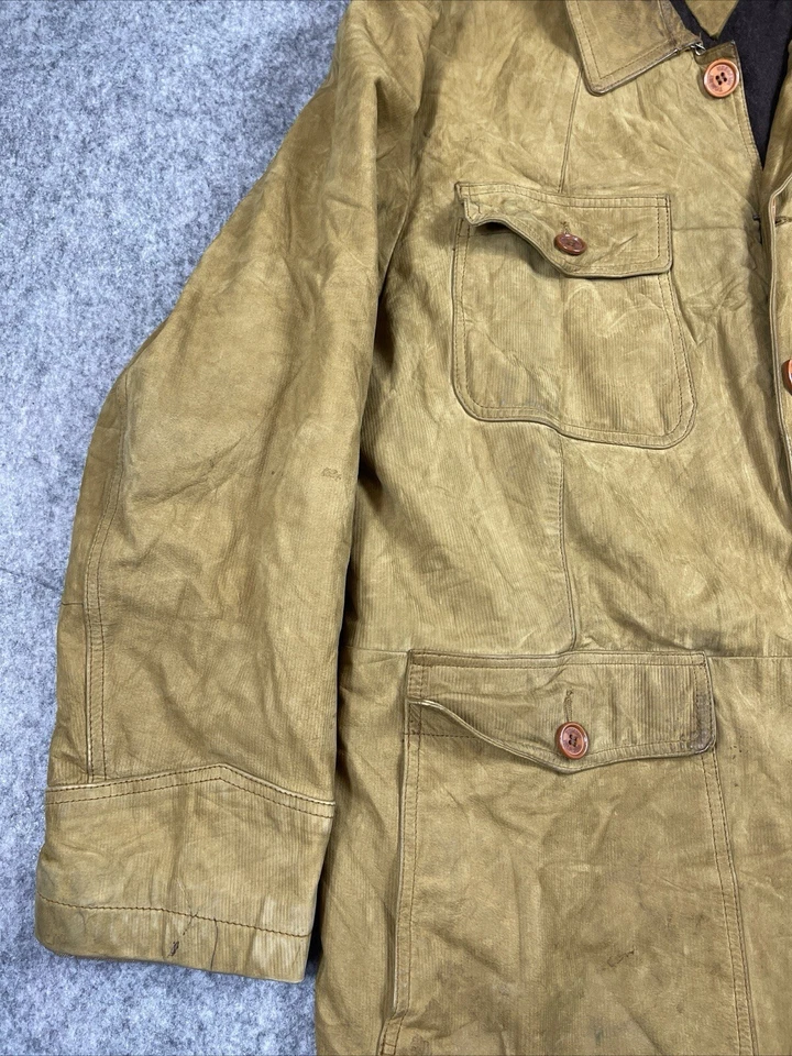 Tommy Hilfiger Suede Jacket Mens XL Brown 4 Pocket Chore Barn Hip Hop Distressed - Image 4 of 4