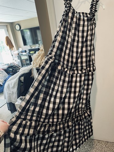 Old Navy Flutter Sleeve Black Gingham Tiered Ruffled Maxi Sundress Boho Size S - Afbeelding 3 van 11