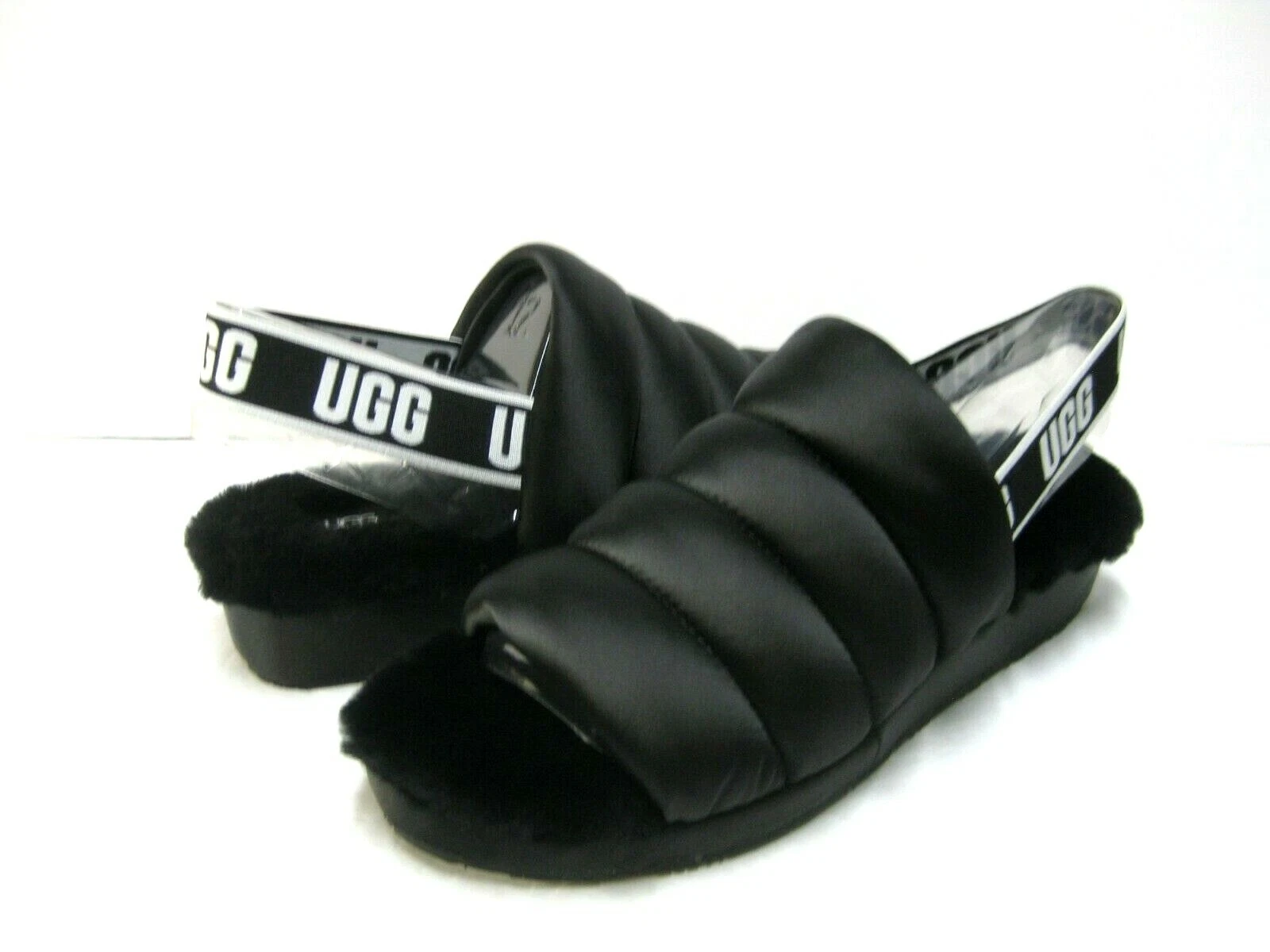 UGG PUFF YEAH SANDALI DONNA NERI US 7 UK 5 EU 38 JP 24