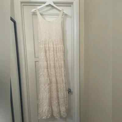 Rewind S Ivory/Cream Lace Maxi Strapless Dress Beigegoth romantic  Cottagecore