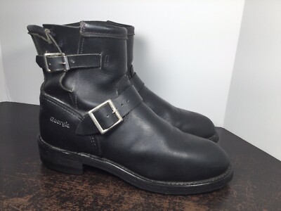 Vintage Georgia Engineer Ankle Boots Black Buckles Women