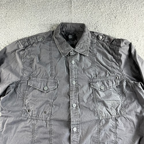 NEW INC International Concepts Shirt Mens 2XL XXL Gray Button Up Pearl Snap