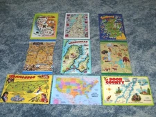 Lot of 9 Nice MAPS, Yellowstone California Tennessee NM NH etc. --- Map Postcard