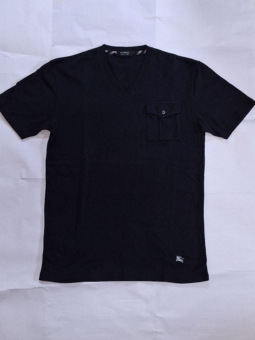 Burberry Black Label V-neck T-shirt Short sleeve Black Men Size 2 