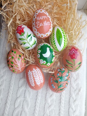 Decorative Eggs Hand-painted Wooden Eggs Set Of 8 Easter Eggs Pysanky Ornaments