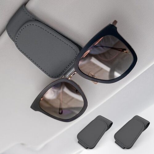 Leather Car Sun Visor Clip Magnetic Glasses Sunglasses Card Ticket Holder - Picture 2 of 10