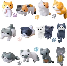 Miniature Cute Cat Figurines - 12 Pcs Decor, Fairy Cat Succulent, Micro Landscap