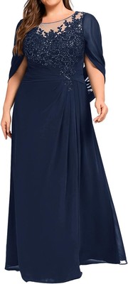 Mother of The Bride Dresses Pleated Sequins Plus Size Formal Evening Dress