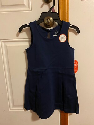 NEW GIRL'S SIZE 6 WONDER NATION SCHOOL UNIFORM STRETCH PLEATED KNIT JUMPER DRESS