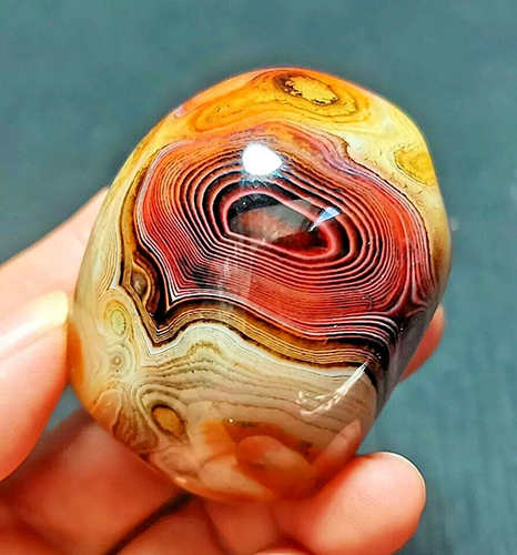 TOP 100G Natural Polished Silk Banded Lace Agate Crystal Madagascar