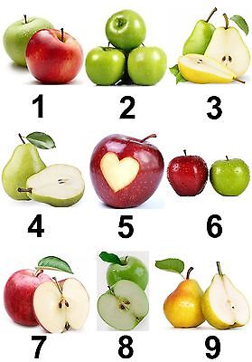 Apple Pear Small or Large Sticky White Paper Stickers Labels NEW