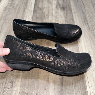 Dansko Women s Olivia Loafers Clogs Bronze Snakeskin Comfortable US 6.5 EU 37