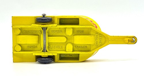 1960's Very Nice Matchbox Series #38 Yellow HONDA M/CYCLE TRAILER Vintage - Picture 7 of 7