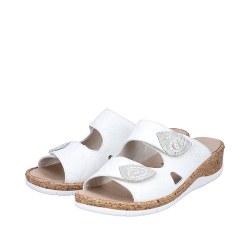 Rieker Sandalias de Mujer Zapatillas Blanco Cuero V7151 Nuevo - 第 1/12 張圖片