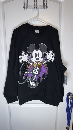2024 Disney Parks Halloween Skeleton Vampire Mickey Sweatshirt XL NEW