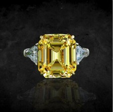 Awesome Fancy Shape Yellow Lab Created Citrine with Simple Design Women's Ring