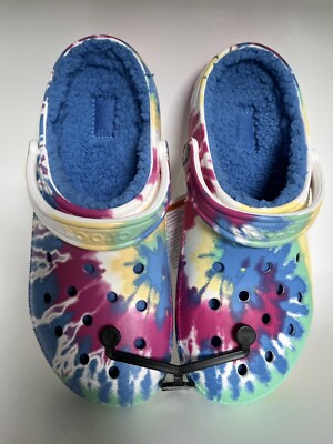 Crocs Classic Lined Tie Dye Clog Adult Size M8/W10 Powder Blue