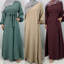 Dubai Women Long Dress Modest Kaftan Abaya Muslim Robe Islamic Gown Party Dress
