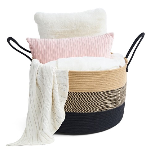 Woven Basket with Handles, Rope Woven Storage Basket for Living Room, Bedroom - Picture 14 of 26