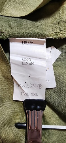 Lavinia Fontana Kahki Full Button Up Linen Dress with Sequins, Size XXL - Picture 7 of 8