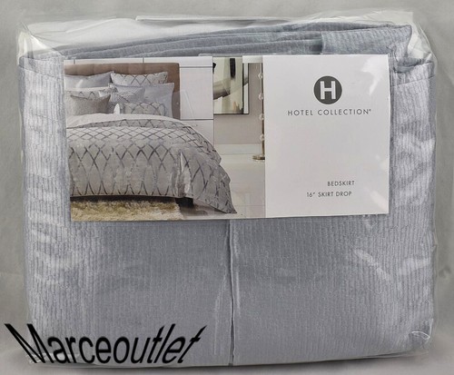 Hotel Collection Dimensional CAL KING Bedskirt Silver Blue